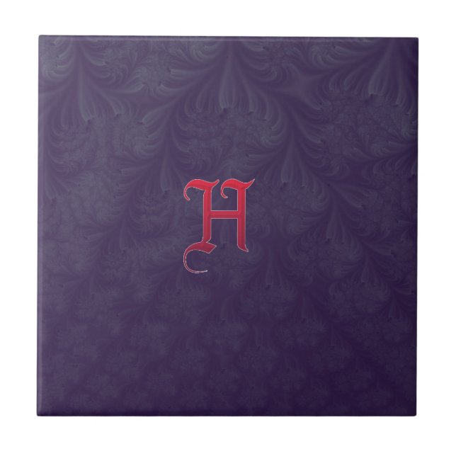 Carreau Le ` rouge H' sur le pourpre a gravé la fractale (Devant)