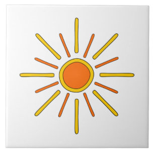 Carreau Le soleil d'été. Jaune et orange