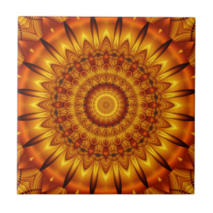 Carreau le soleil d'or de mandala