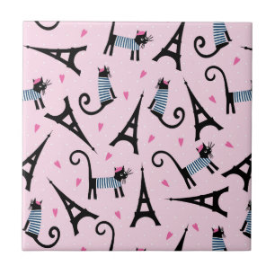 Carreau Le style français a habillé le chat avec le motif