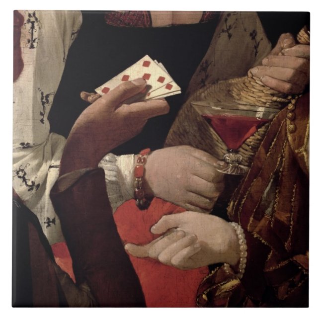 Carreau Le tricheur avec l'as des diamants, détail de (Devant)
