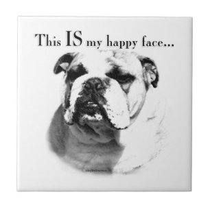 Carreau Le visage joyeux de Bulldog