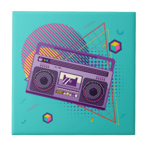 Carreau Lecteur de radio portable Funky 80s, boombox