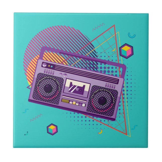 Carreau Lecteur de radio portable Funky 80s, boombox (Devant)