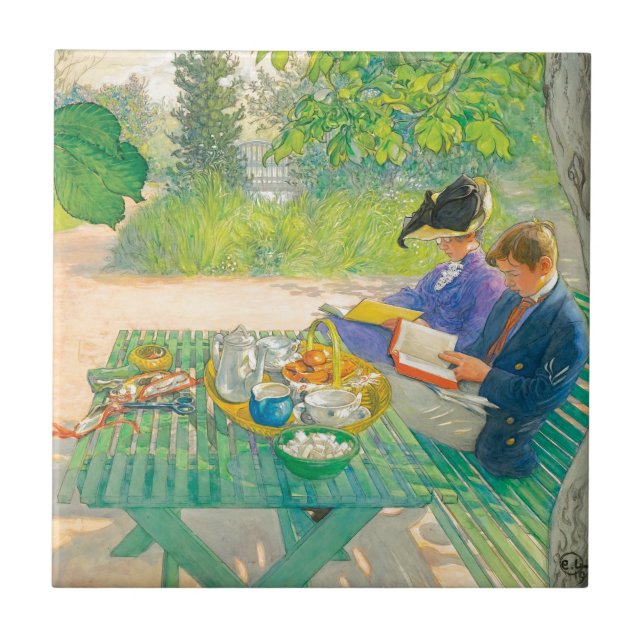Carreau Lecture de vacances par Carl Larsson (Devant)