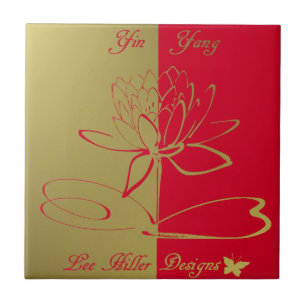 Carreau Lee Hiller Conçoit Logo Accents Gold Red
