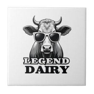 Carreau Légendaire Laiterie Drôle Fermier Vache Fermier Pu