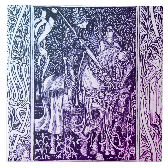 Carreau LÉGENDES MÉDIÉVALES Lady Et Chevalier Horseback Fl (Devant)