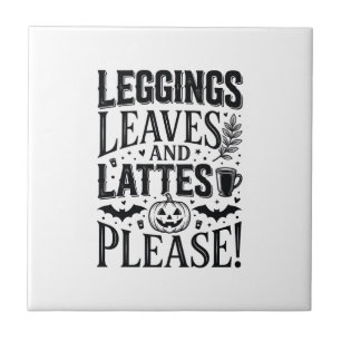 Carreau Leggings Feuilles Lattés Halloween Automne Café Cr