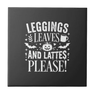 Carreau Leggings Halloween Feuilles et Lattés Café d'autom
