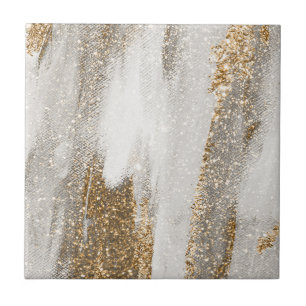 Carreau L'élégance de la céramique dorée et blanche