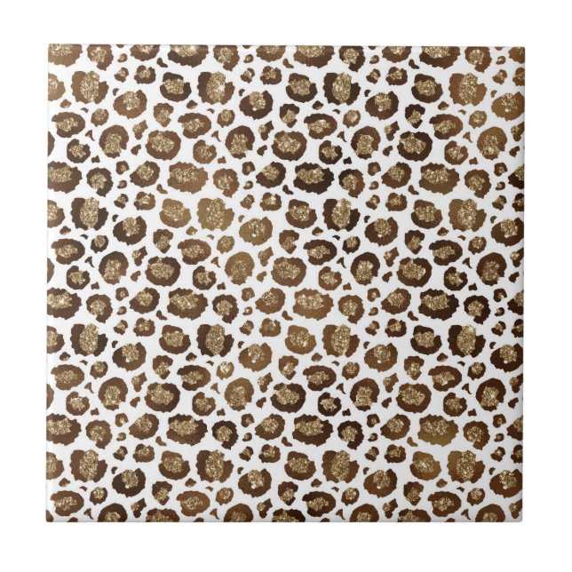 Carreau Leopard Spots Animaux sauvages Parties scintillant (Devant)