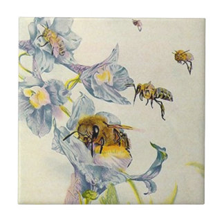 Carreau Les abeilles de miel et la gloire de matin fleurit