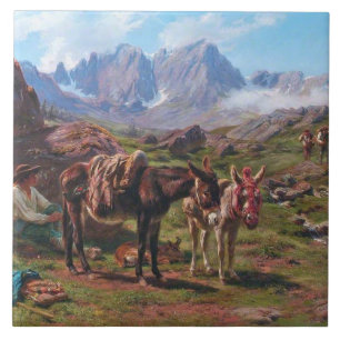 Carreau Les ânes dans les Pyrénées (Rosa Bonheur)