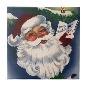 Carreau les années 50 Retro Jolly Santa Claus, Noël Vintag