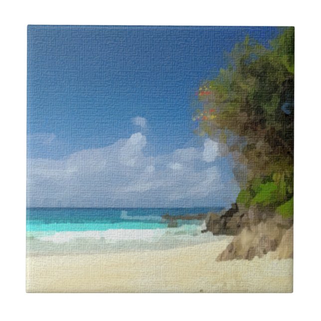 Carreau Les arbres à fleurs à la plage (Devant)