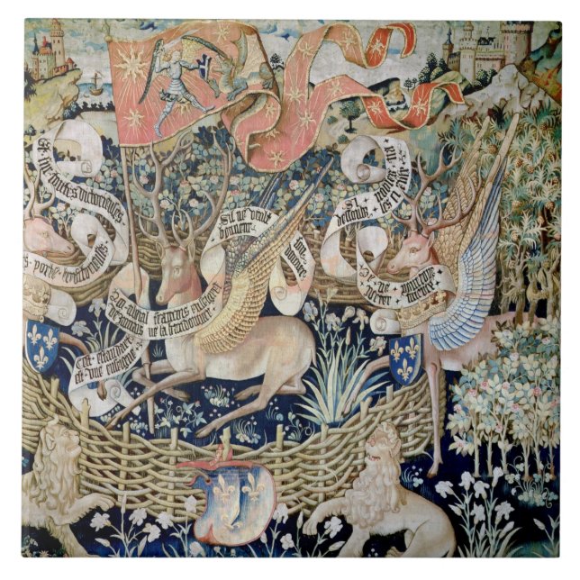 Carreau Les cerfs communs à ailes (tapisserie) (Devant)