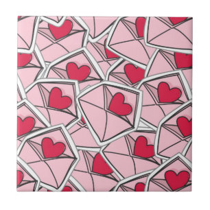 Carreau Les coeurs de Valentine sur des enveloppes