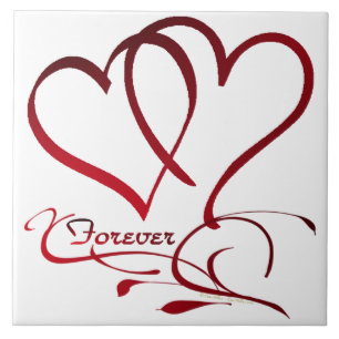 Carreau Les Coeurs Forever rouge sur blanc