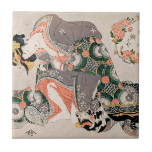 Carreau Les courtisanes avec le chat Kitagawa Utamaro geis