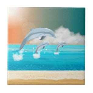 Carreau les dauphins qui brassent dans l'océan
