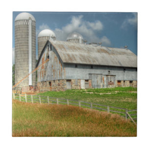 Carreau Les Etats-Unis, grange du Minnesota et silo