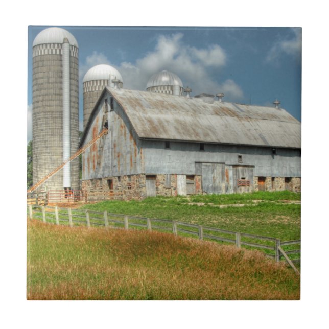 Carreau Les Etats-Unis, grange du Minnesota et silo (Devant)