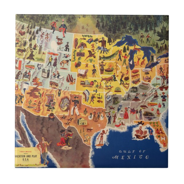 Carreau Les Etats-Unis tracent - les vacances et le jeu (Devant)