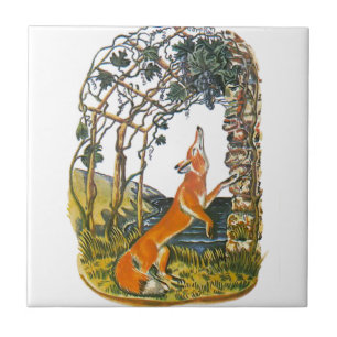 Carreau Les fables d'Ésope, le renard et les raisins