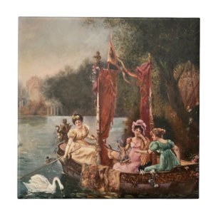 Carreau Les femmes vintages sur l'eau