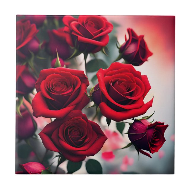 Carreau "Les fleurs de Rose écarlate : un bouquet de passi (Devant)