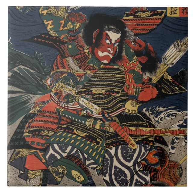Carreau Les guerriers samouraïs Tadanori et Noritsune (Devant)