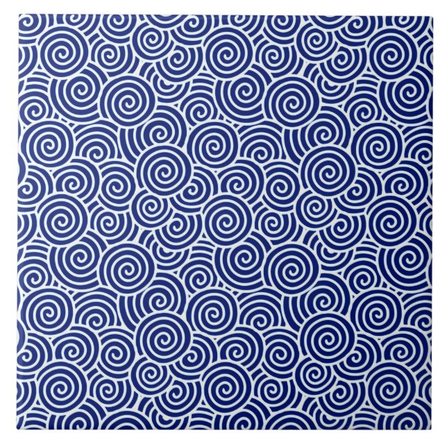 Carreau Les Japonais tourbillonnent motif - bleu marine et (Devant)