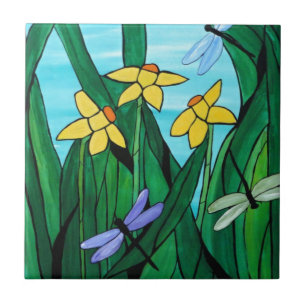 Carreau Les jonquilles et le dragon vole