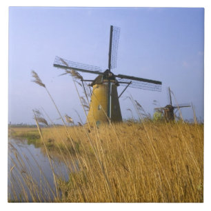 Carreau Les moulins à vent le long du canal de Kinderdijk,