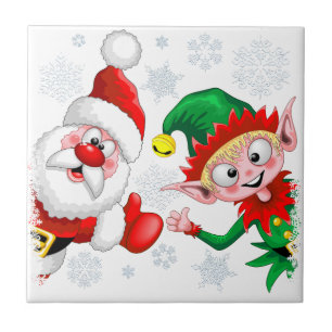 Carreau Les personnages de Noël de père Noël et Elf