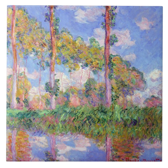 Carreau Les peupliers au soleil, Monet (Devant)