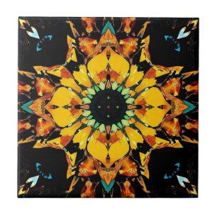 Carreau Les rêves de kaléidoscope : un tournesol Abstrait