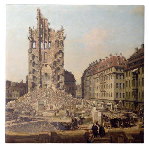 Carreau Les ruines du vieux Kreuzkirche, Dresde