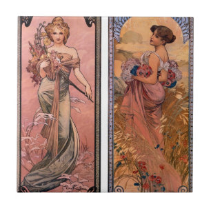Carreau Les saisons (ressort, été) par Alphonse Mucha