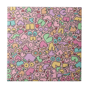 Carreau Les seins roses populaire drôle de motif