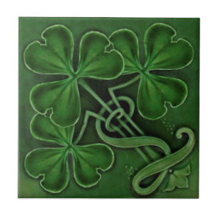 Carreau Les Shamrocks verts chanceux de Repro Antique Mint