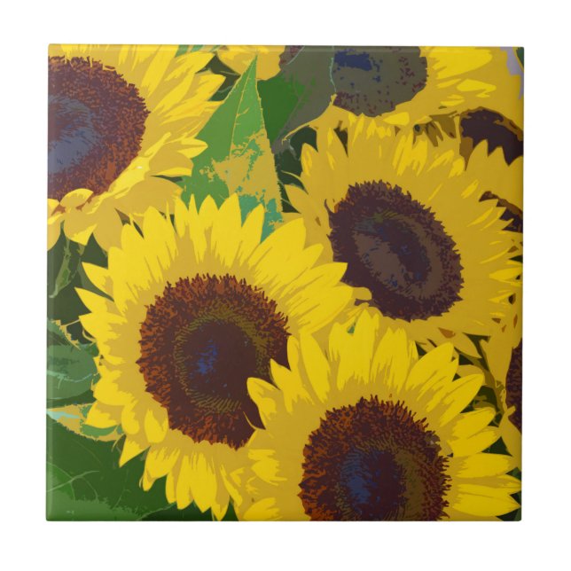 Carreau Les tournesols d'été jaunes (Devant)
