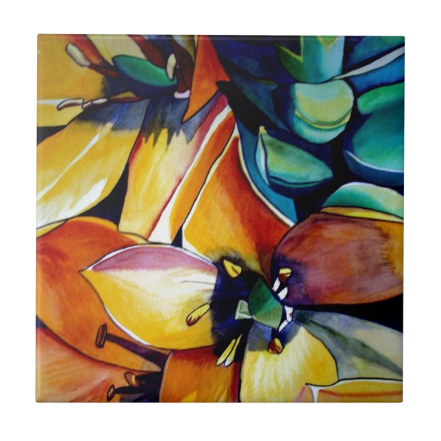 Carreau L'étoile jaune de Bethléem l'aquarelle de fleurs (Devant)