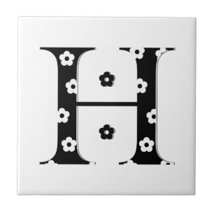 Carreau lettre à motifs floraux H