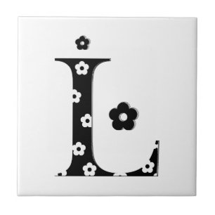 Carreau lettre à motifs floraux L
