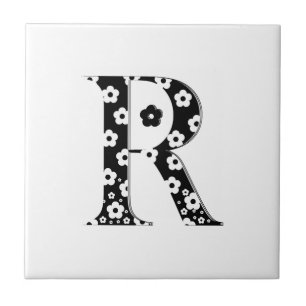Carreau lettre à motifs floraux R