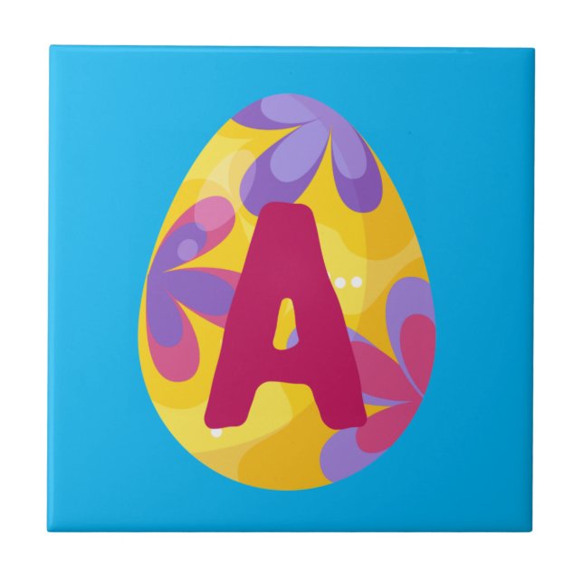 Carreau Lettre alphabétique des oeufs de Pâques A Nom Équi (Devant)