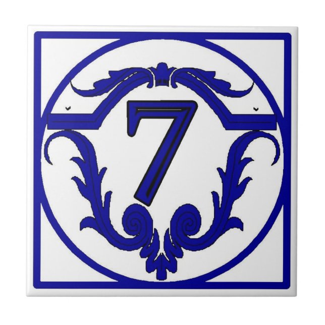 CARREAU LETTRE BLEUE FRANÇAISE NOMBRE MAISON TISSUS (Devant)
