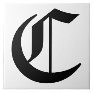 Carreau Lettre Canterbury C en noir sur monogramme blanc